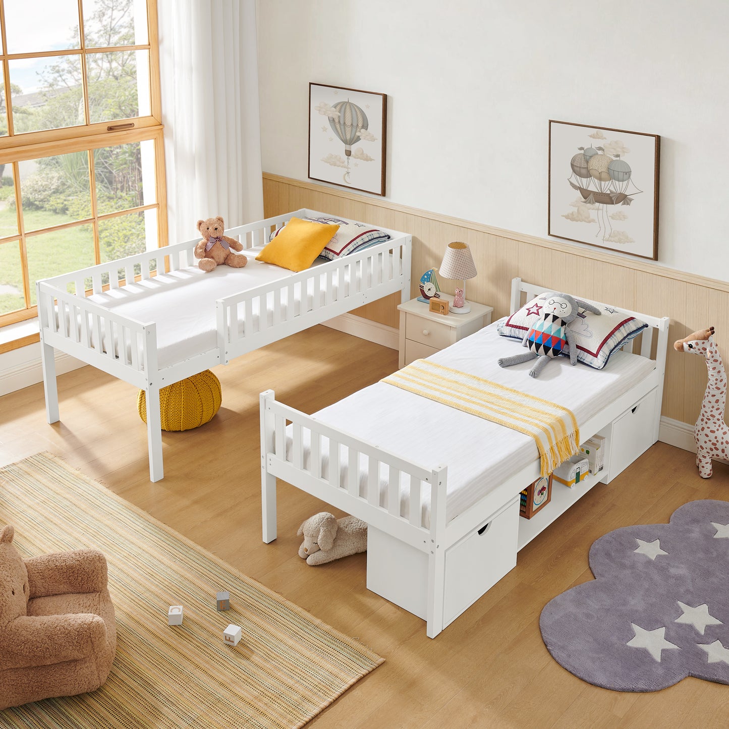 Large Solid Pine Wood Children's Double Bed