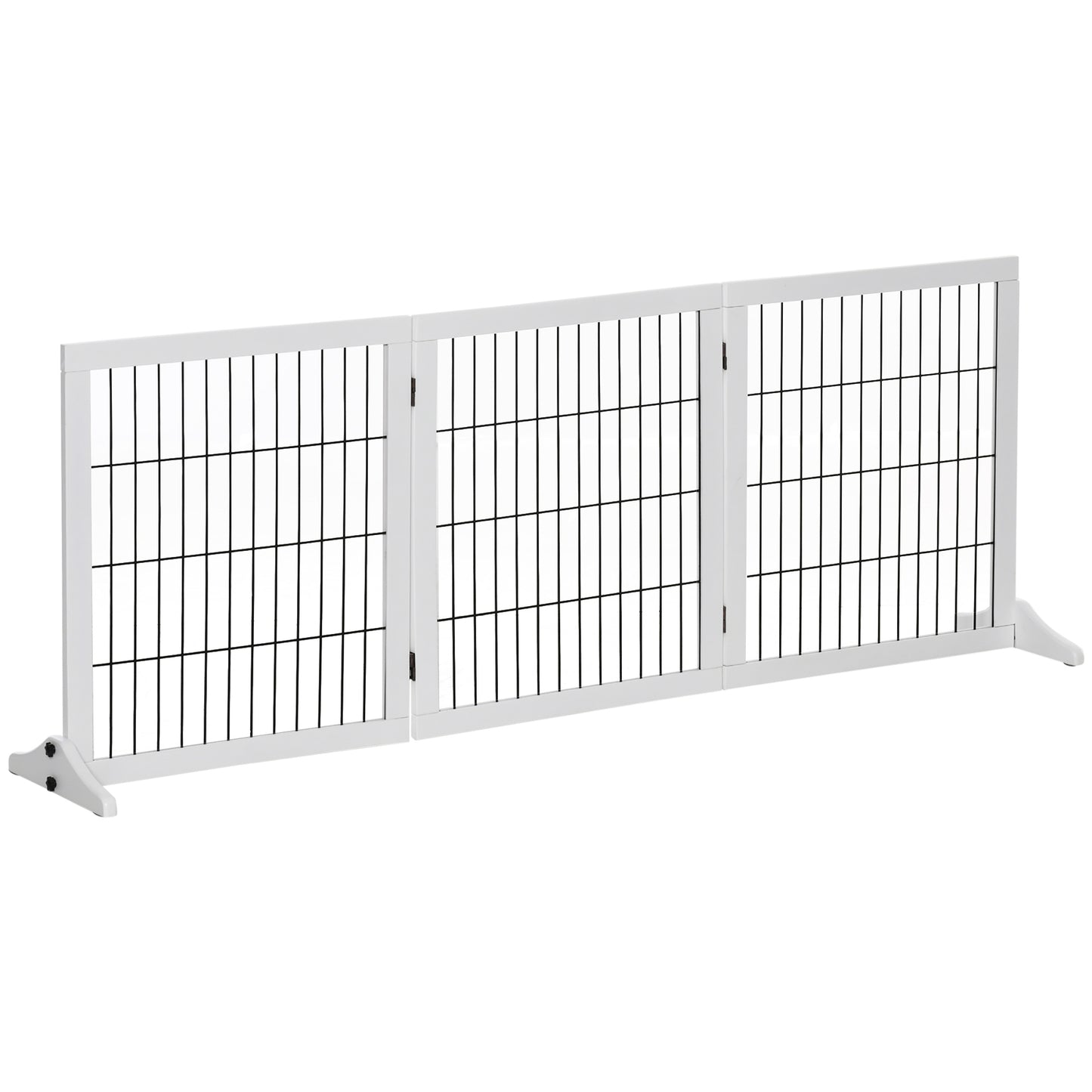 Absperrgitter für Hunde Schutzgitter Treppengitter 185 x 36 x 71 cm aus Kiefernholz in Weiß, ideal für Türschutz & Hundesicherheit