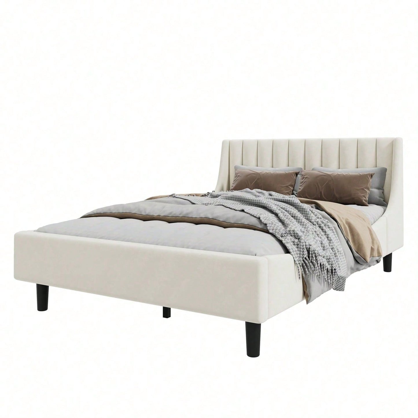 Polsterbett, 140 x 200cm, Bett mit Lattenrost (ohne Matratze), Samt, Minimalistisch, Rosa