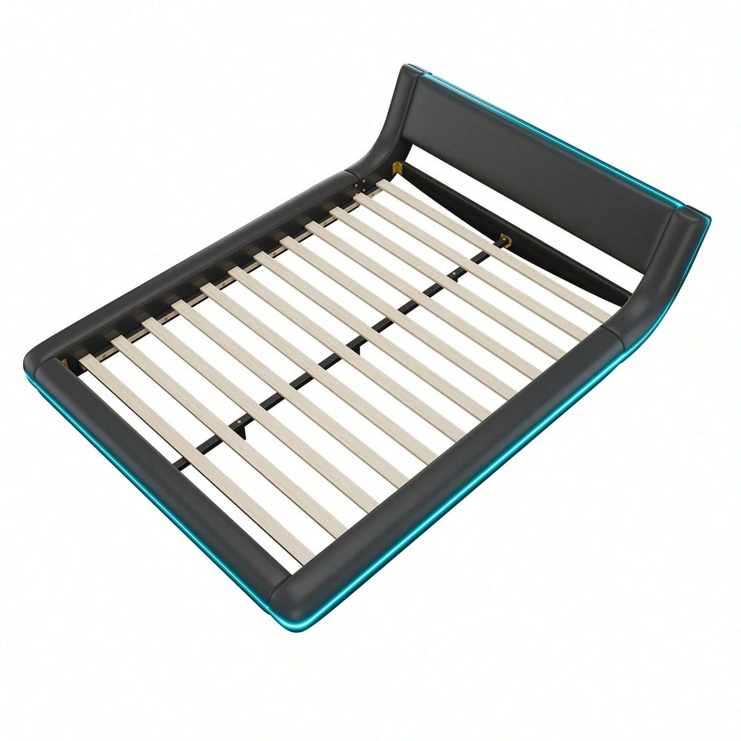 140*200cm Flachbett, Bodenbett, PU, LED-Umgebungslicht, 24-Tasten-Fernbedienung, weiß