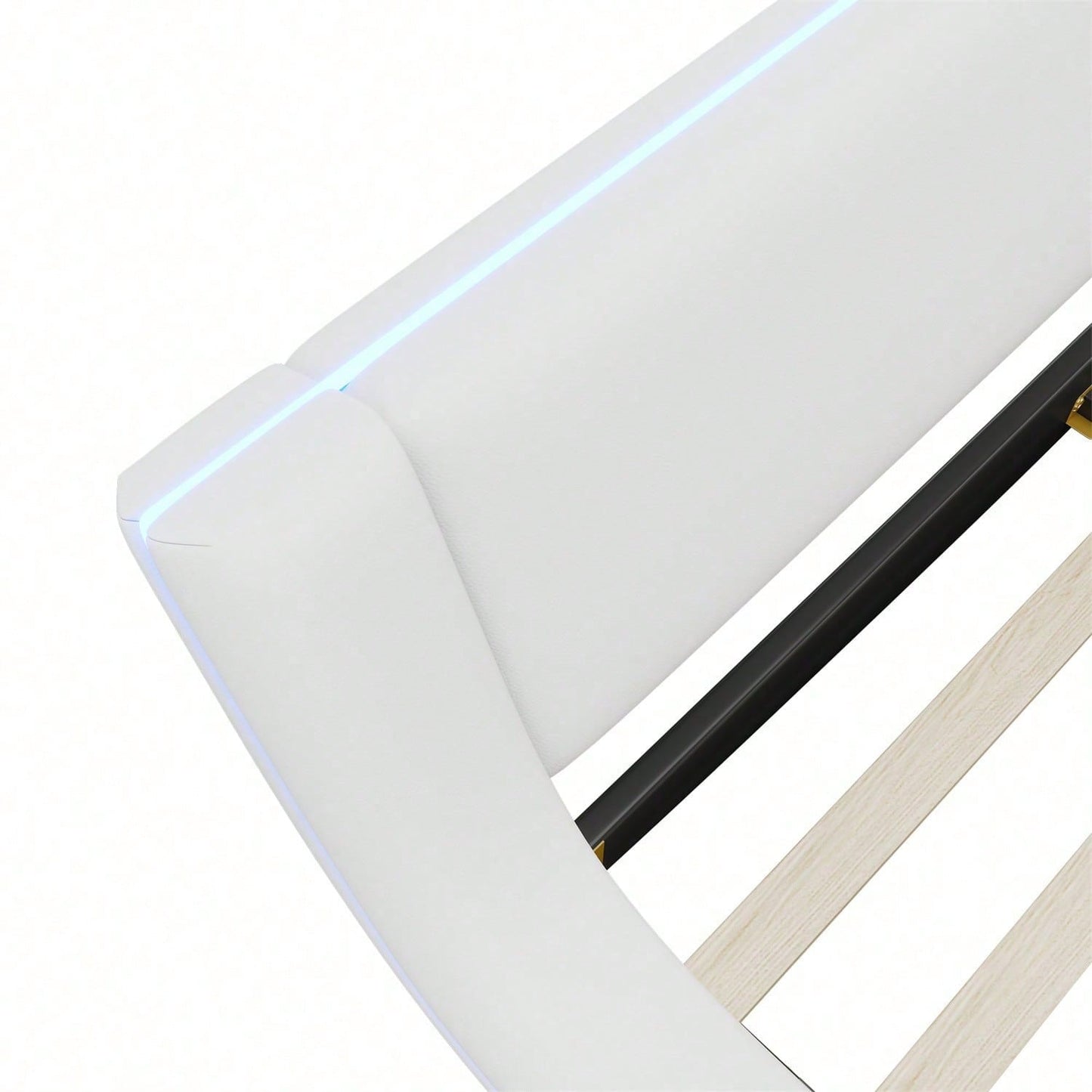 140*200cm Flachbett, Bodenbett, PU, LED-Umgebungslicht, 24-Tasten-Fernbedienung, weiß