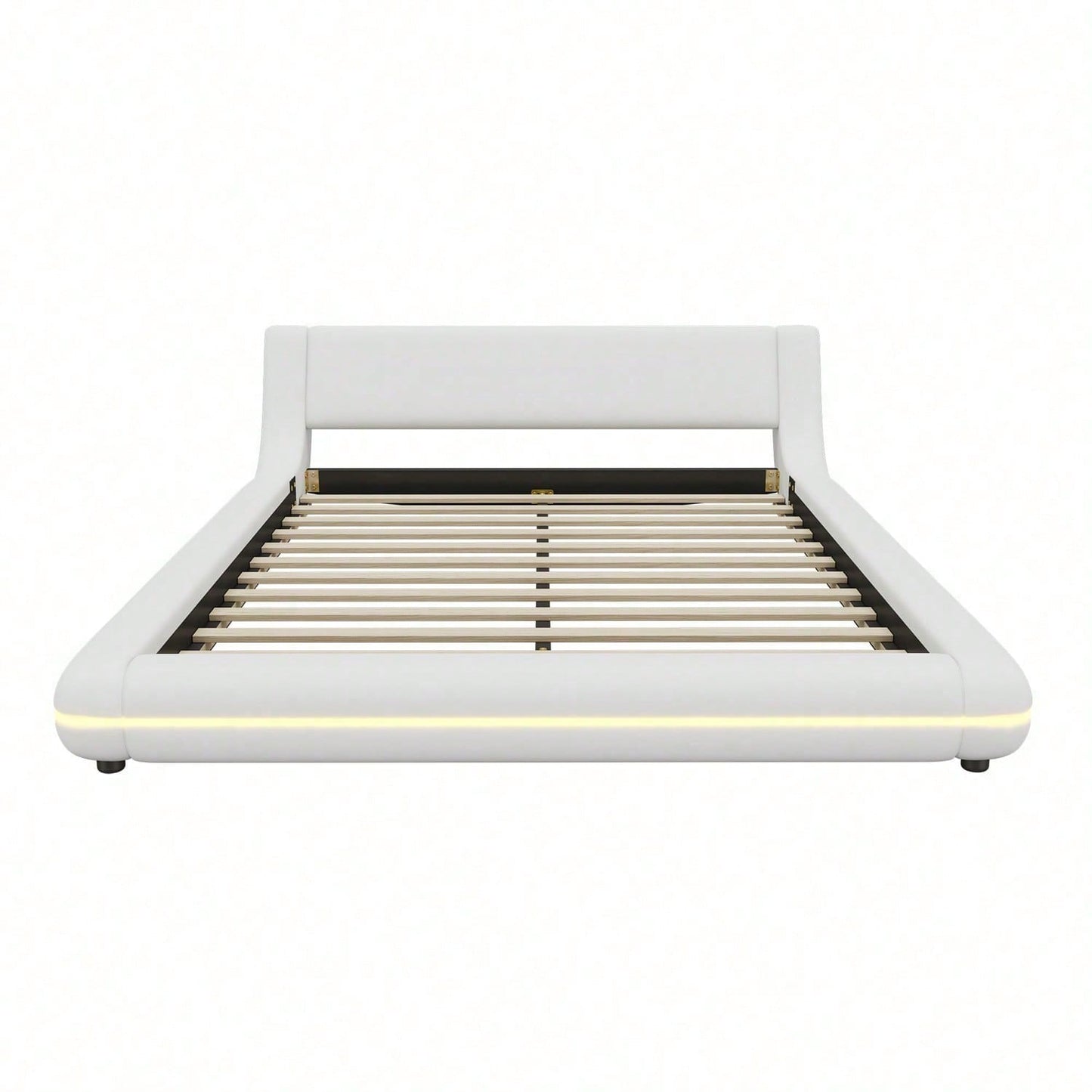 140*200cm Flachbett, Bodenbett, PU, LED-Umgebungslicht, 24-Tasten-Fernbedienung, weiß