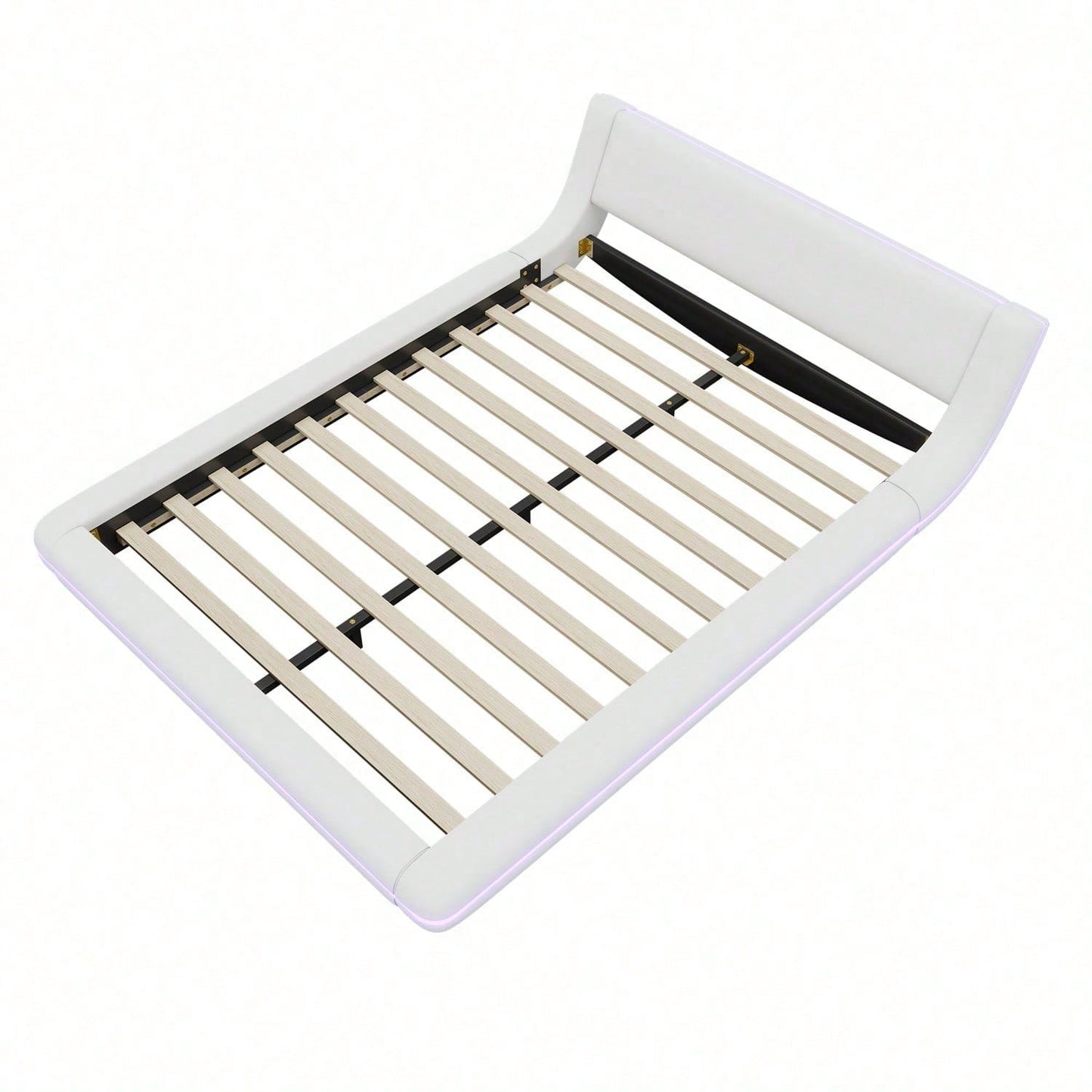 140*200cm Flachbett, Bodenbett, PU, LED-Umgebungslicht, 24-Tasten-Fernbedienung, weiß