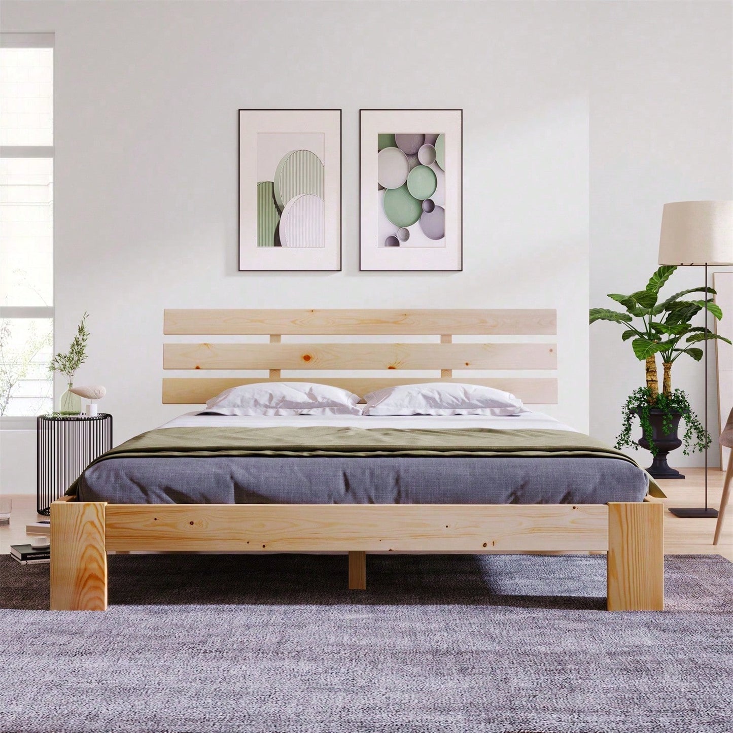 Holzbett Doppelbett mit Kopfteil aus Bettgestell mit Lattenrost-200 x 140 cm Massivholz Massiv Doppelbett als Kieferbett verwendbar