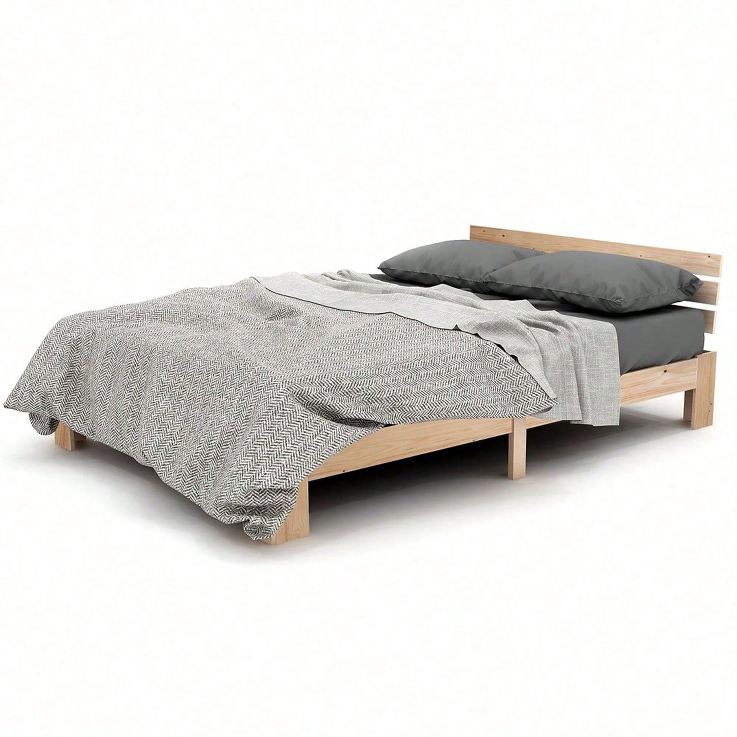 Holzbett Doppelbett mit Kopfteil aus Bettgestell mit Lattenrost-200 x 140 cm Massivholz Massiv Doppelbett als Kieferbett verwendbar
