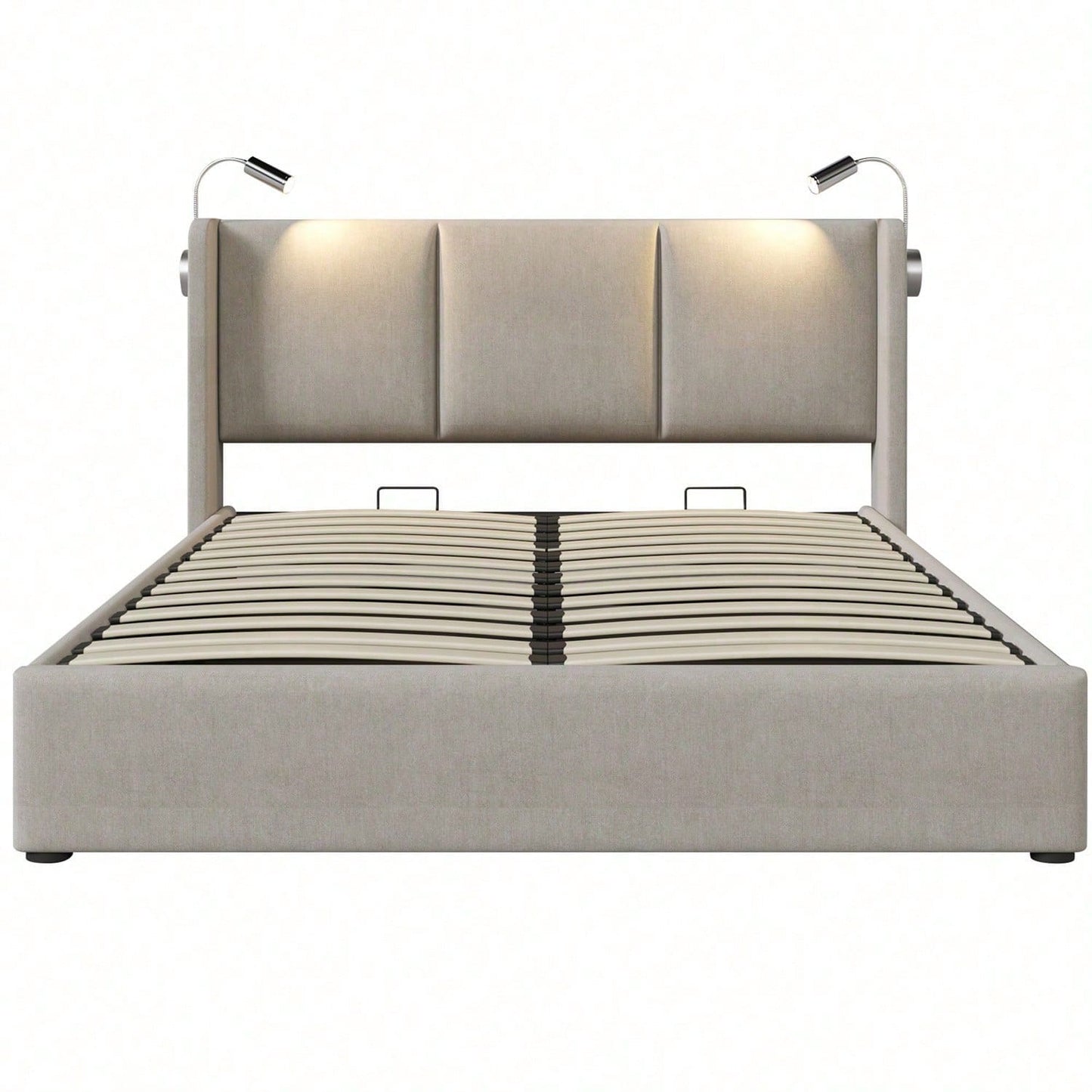 Polsterbett Doppelbett Stauraum Bettkasten Leselicht mit USB Ladefunktion Kopfteil,Stauraumbetten Bettgestell aus Leinenmaterial Jugendbett 140x200 mit lattenrost