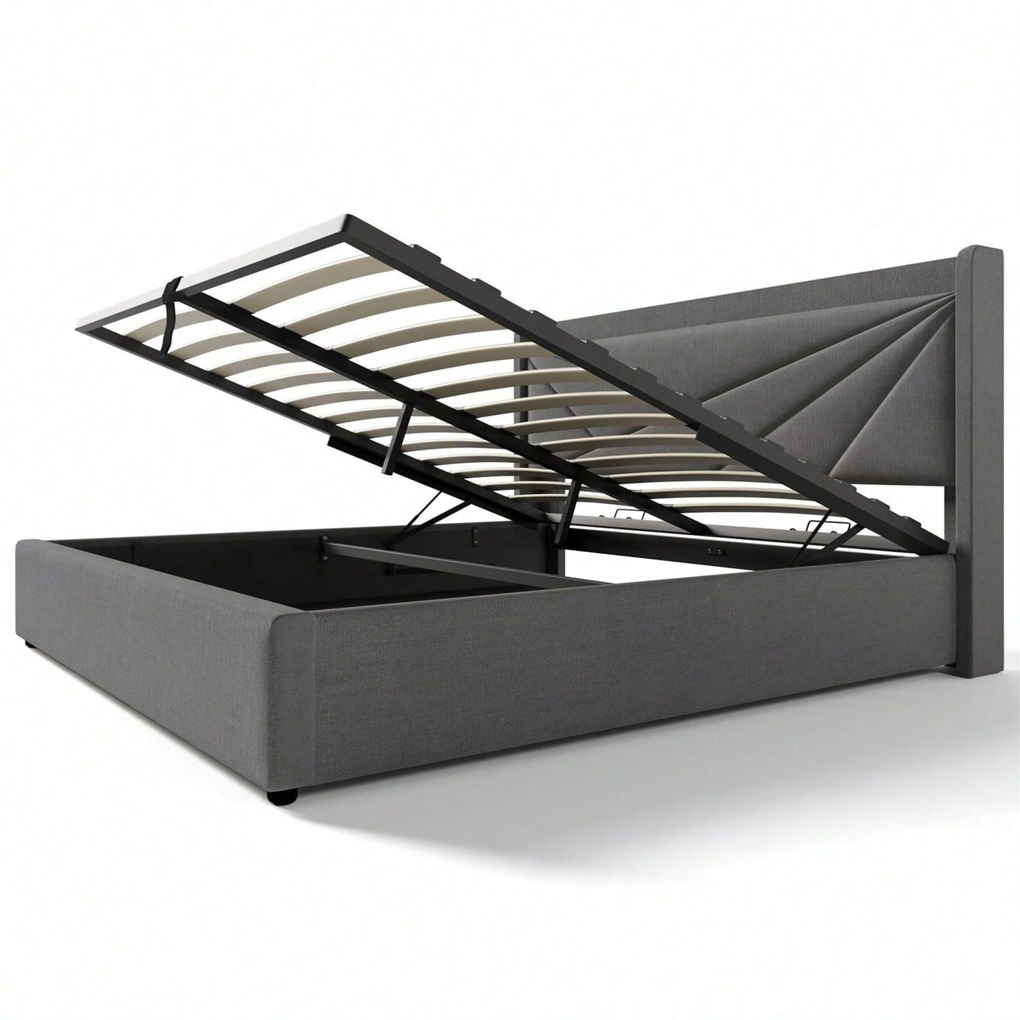Polsterbett Doppelbett Stauraum Bettkasten mit USB Typ C Ladefunktion Kopfteil,ohne Matratze, Stauraumbetten Bettgestell aus Leinenmaterial Jugendbett 160x200 mit lattenrost