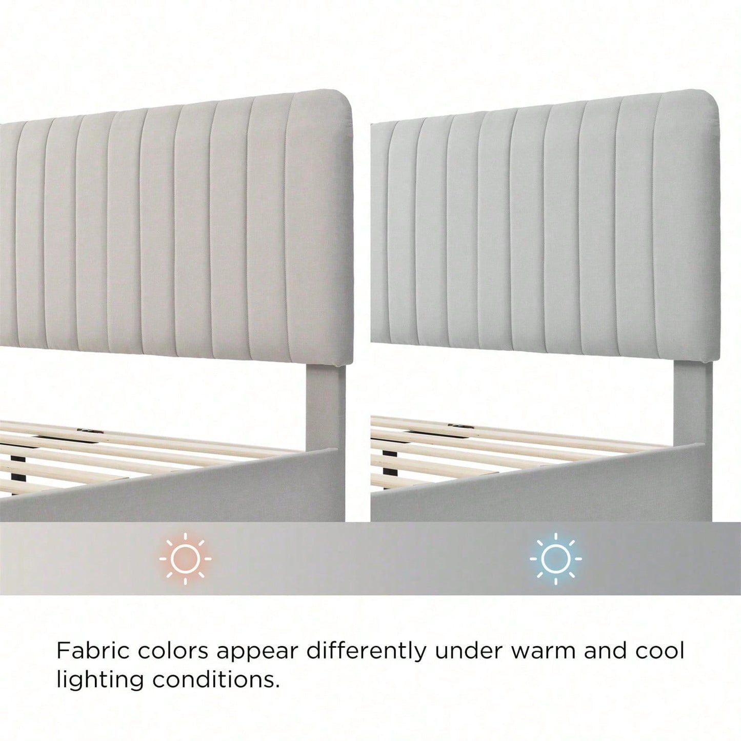 Polsterbett Einzelbett 90 x 200 cm, Bettgestell mit Lattenrost und Verstellbares Kopfteil, Gepolstertes bett in Grau-Beige,Bettrahmen Jugendbett für Schlafzimmer Gästezimmer-Leinenmaterial