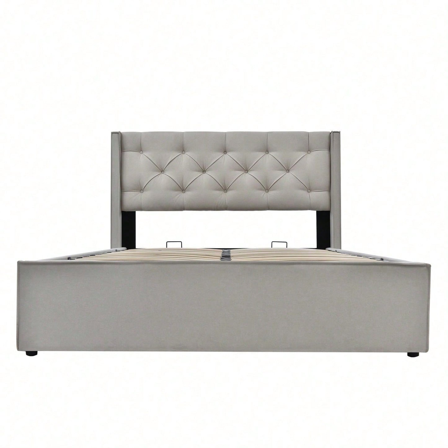 Hydraulisch Doppelbett Polsterbett 160x200cm,Bett mit Lattenrost aus Metallrahmen, Modernes Bettgestell mit Stauraum, Baumwolle, HellGrau(Mit Matratze)