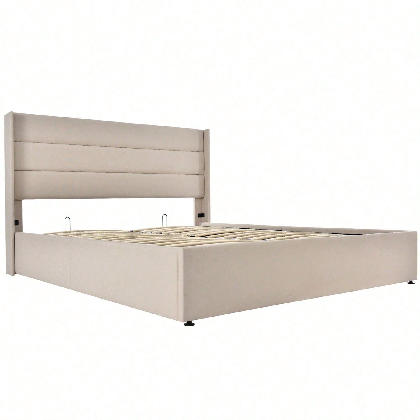 Stauraumbett Polsterbett Hydraulisch Doppelbett 140x200cm, Inklusive Matratze, Lattenrost aus Holz, Bett mit Lattenrost aus Metallrahmen, Leinen, Grau