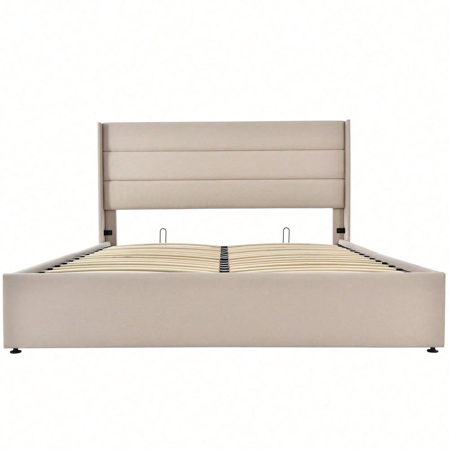 Stauraumbett Polsterbett Hydraulisch Doppelbett 140x200cm, Inklusive Matratze, Lattenrost aus Holz, Bett mit Lattenrost aus Metallrahmen, Leinen, Grau