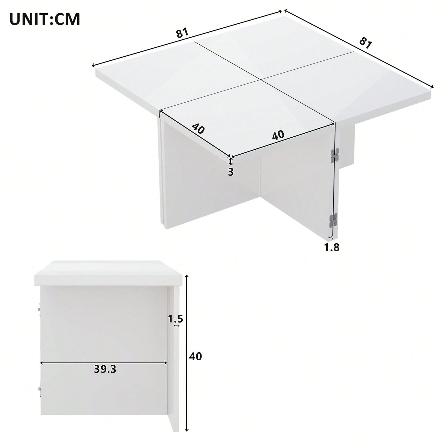 Modular DIY Couchtisch mit Hochglanz Tischplatte - Frei Kombinierbar, Einfache Montage, Moderner Design Wohnzimmertisch