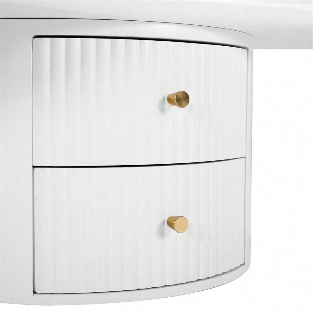 Unregelmäßiger Couchtisch in Wolkenform mit 2 Hockern, 97cm Länge, 67cm Breite, 32cm Höhe, MDF-Tischplatte, inkl. 2 Schubladen und Filzunterlagen,Couchtisch mit 2 kleinen Bänken