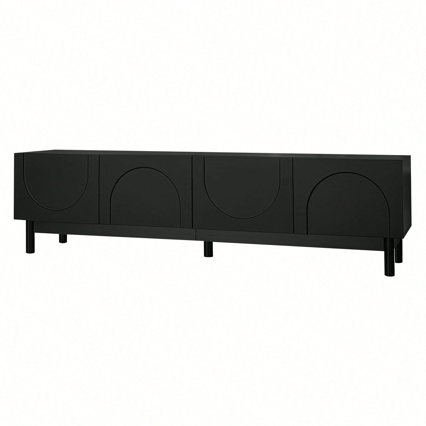 Lowboard mit gewölbten Wellentüren – TV-Schrank mit stabilen Beinen & praktischen Regalen – Elegantes Wohnzimmermöbel als TV-Ständer