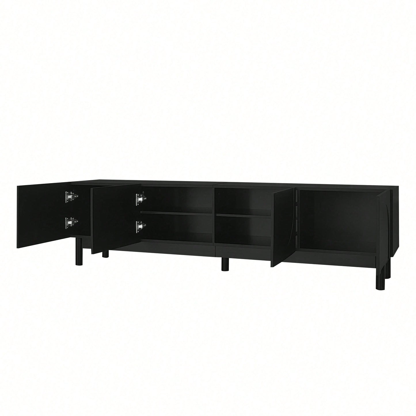 Lowboard mit gewölbten Wellentüren – TV-Schrank mit stabilen Beinen & praktischen Regalen – Elegantes Wohnzimmermöbel als TV-Ständer