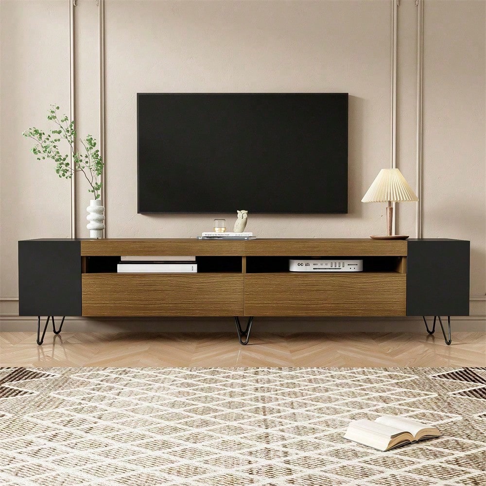Moderner TV-Schrank, Weiß und Holzoptik – Länge 180 cm