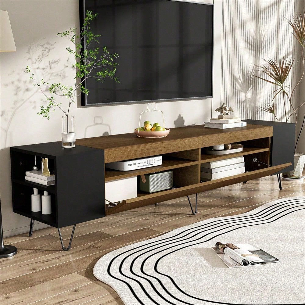 Moderner TV-Schrank, Weiß und Holzoptik – Länge 180 cm