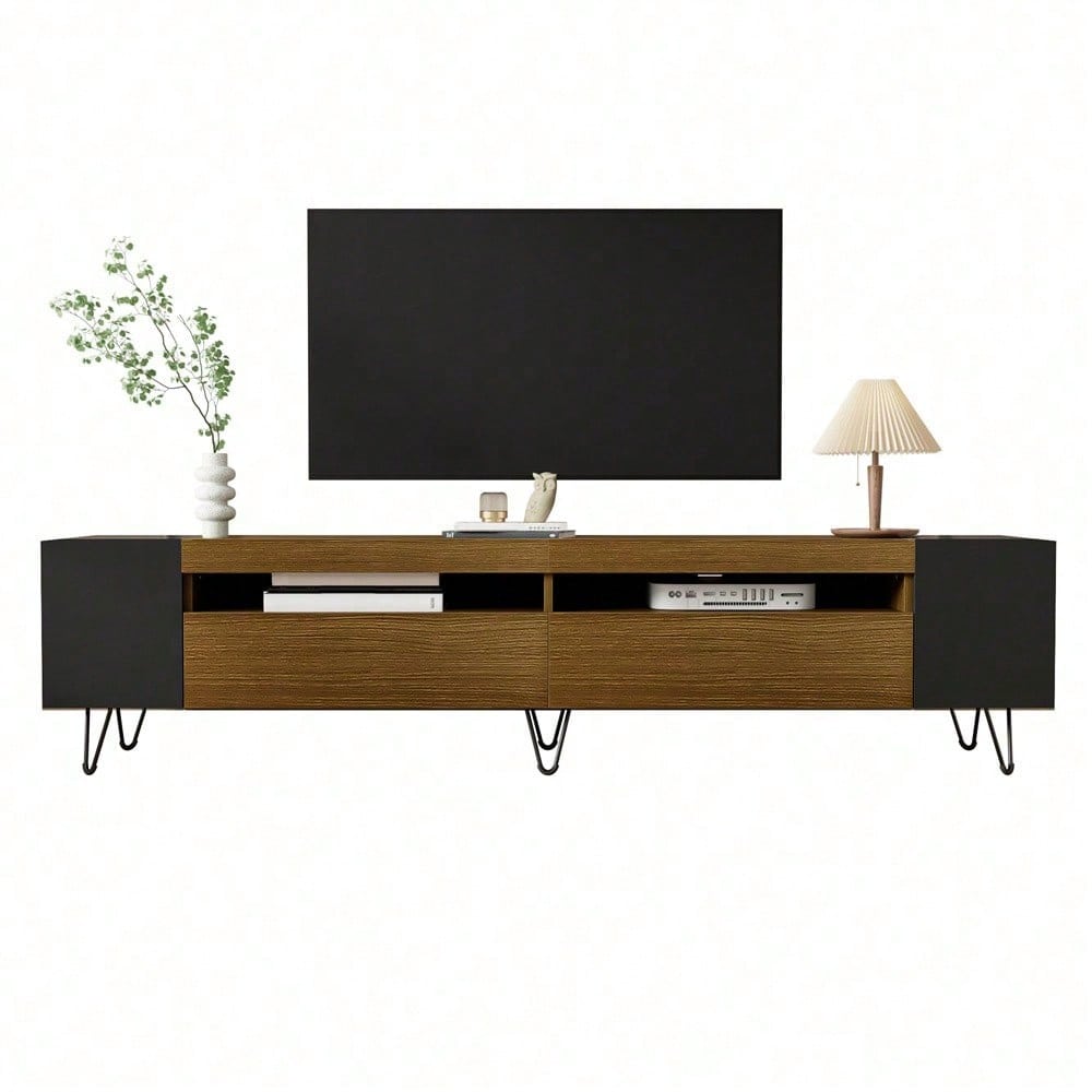 Moderner TV-Schrank, Weiß und Holzoptik – Länge 180 cm