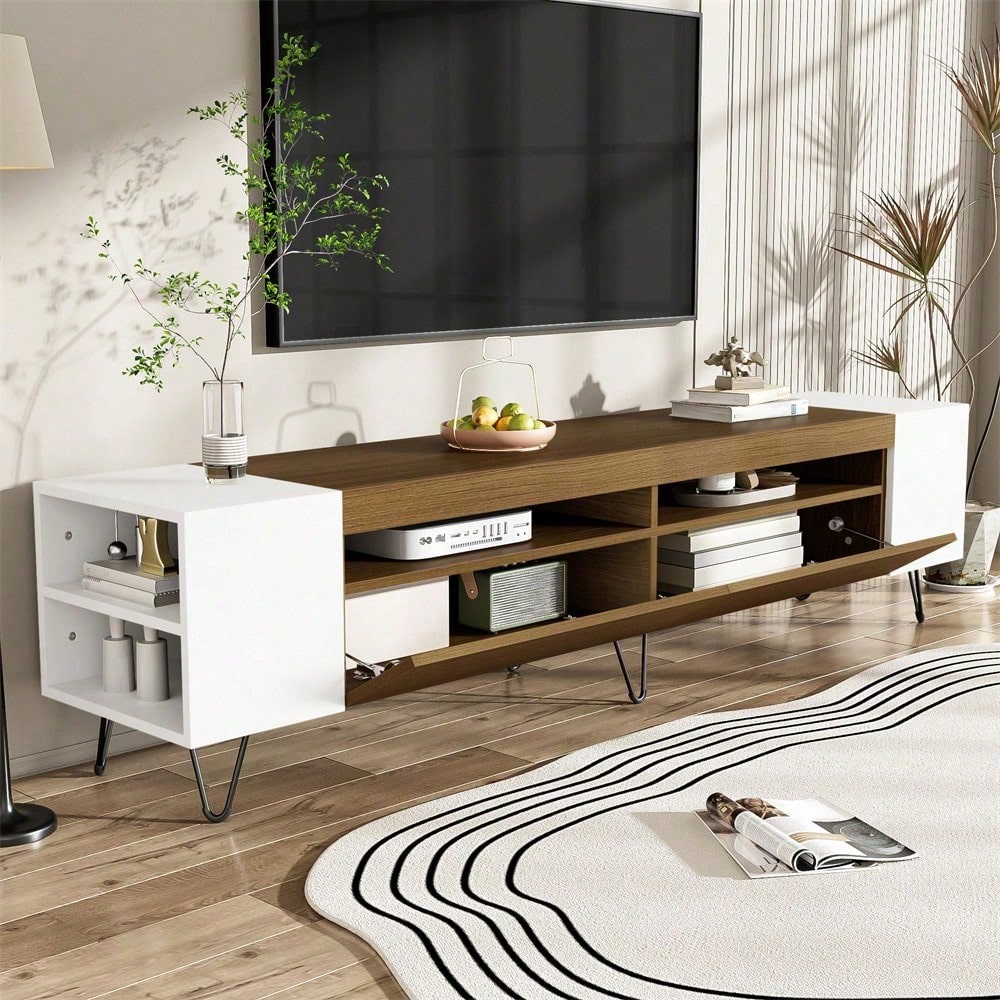 Moderner TV-Schrank, Weiß und Holzoptik – Länge 180 cm
