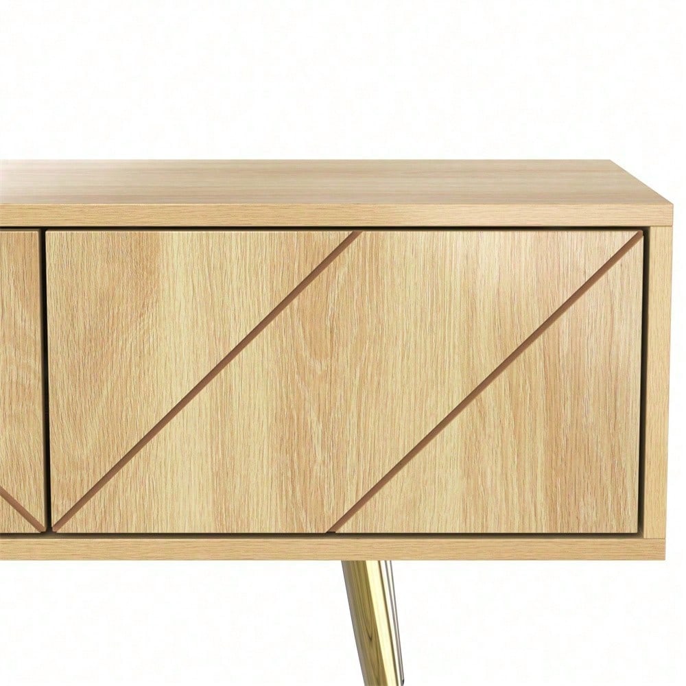 TV-Schrank 160 cm mit Goldfüßen, Zwei Schubladen und Einzigartig Gestalteten Türen