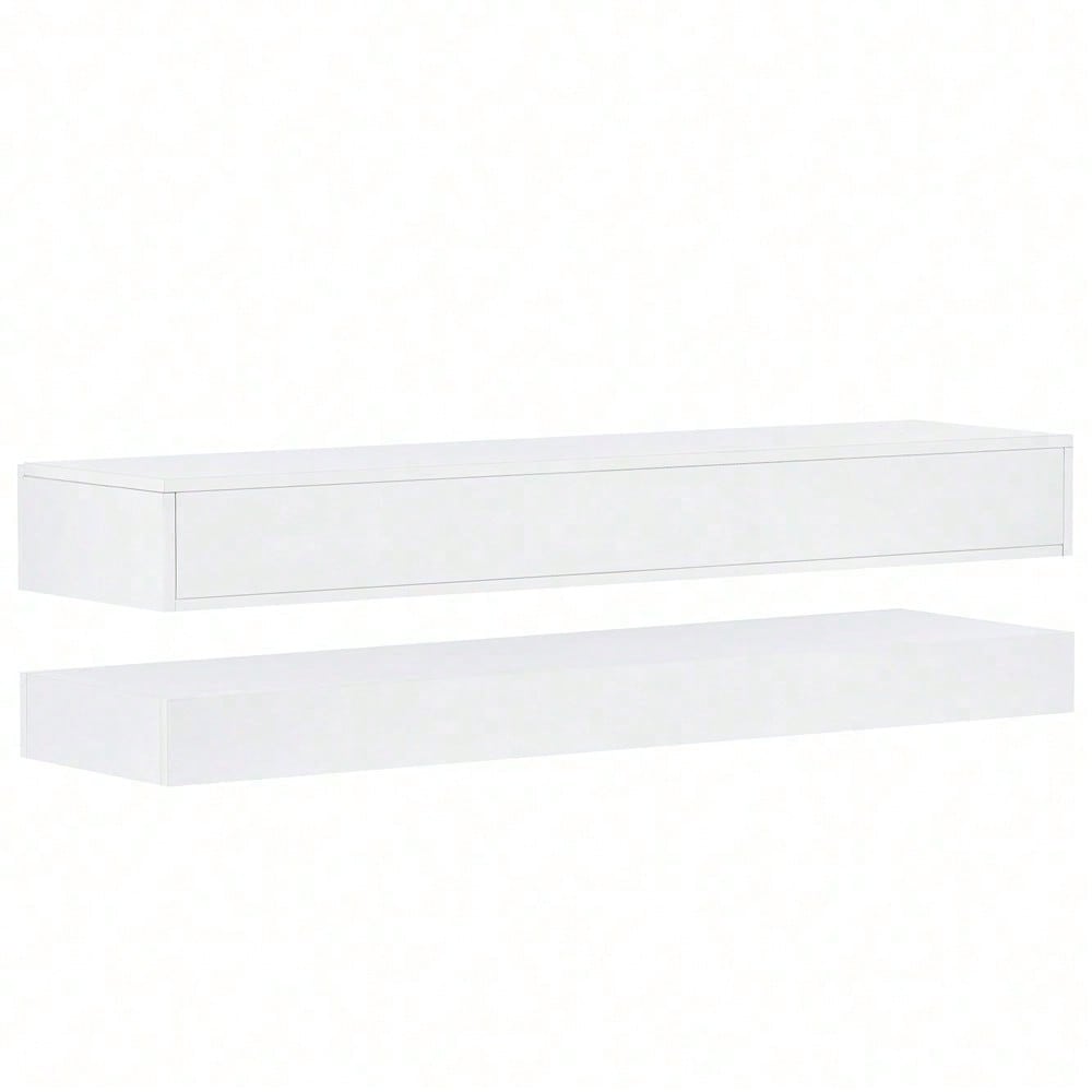 TV Lowboard,Wandmontierter TV-Schrank,TV-Ständer, TV-Möbel mit 2 Schränken und 4 großen Schubladen, 16-farbige Beleuchtung Wandschrank für bis zu 55 Zoll Fernseher Weiß 130*33*15cm