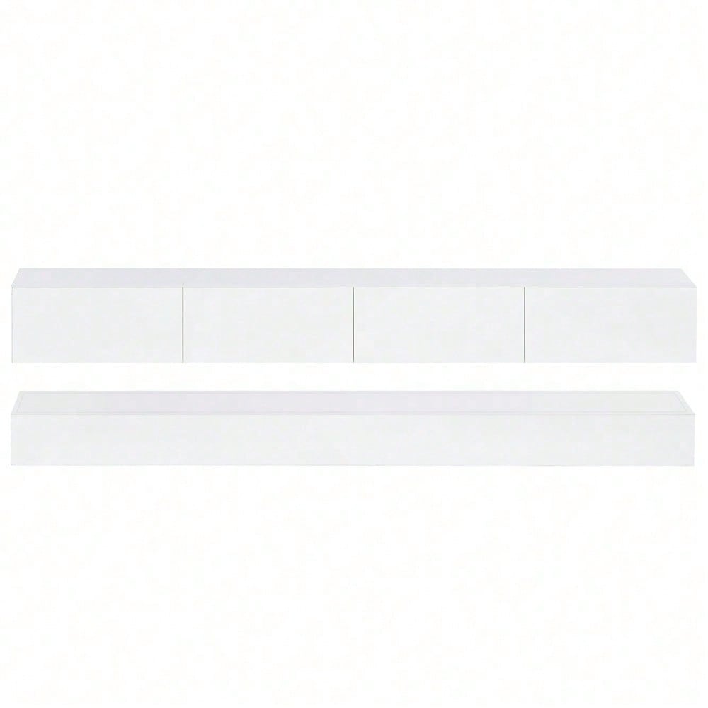 TV Lowboard,Wandmontierter TV-Schrank,TV-Ständer, TV-Möbel mit 2 Schränken und 4 großen Schubladen, 16-farbige Beleuchtung Wandschrank für bis zu 55 Zoll Fernseher Weiß 130*33*15cm