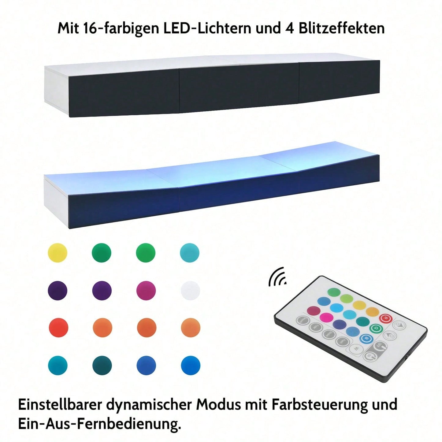 TV Board Hängend TV Stand TV Schank mit LED-Beleuchtung TV Schrank Hängend Wand befestigter schwimmender TV-Ständer Unterhaltungs Medienkonsolen-Center für Wohnzimmer Home