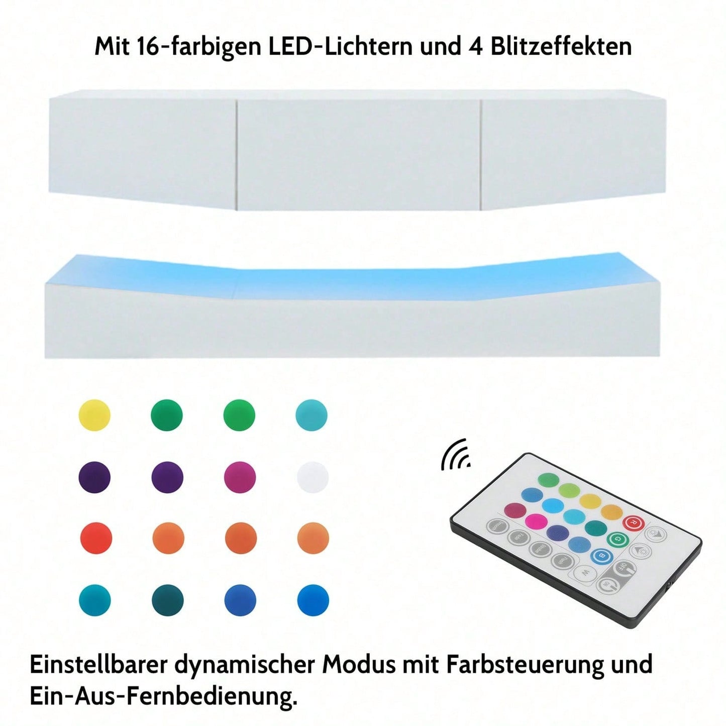 TV Board Hängend TV Stand TV Schank mit LED-Beleuchtung TV Schrank Hängend Wand befestigter schwimmender TV-Ständer Unterhaltungs Medienkonsolen-Center für Wohnzimmer Home
