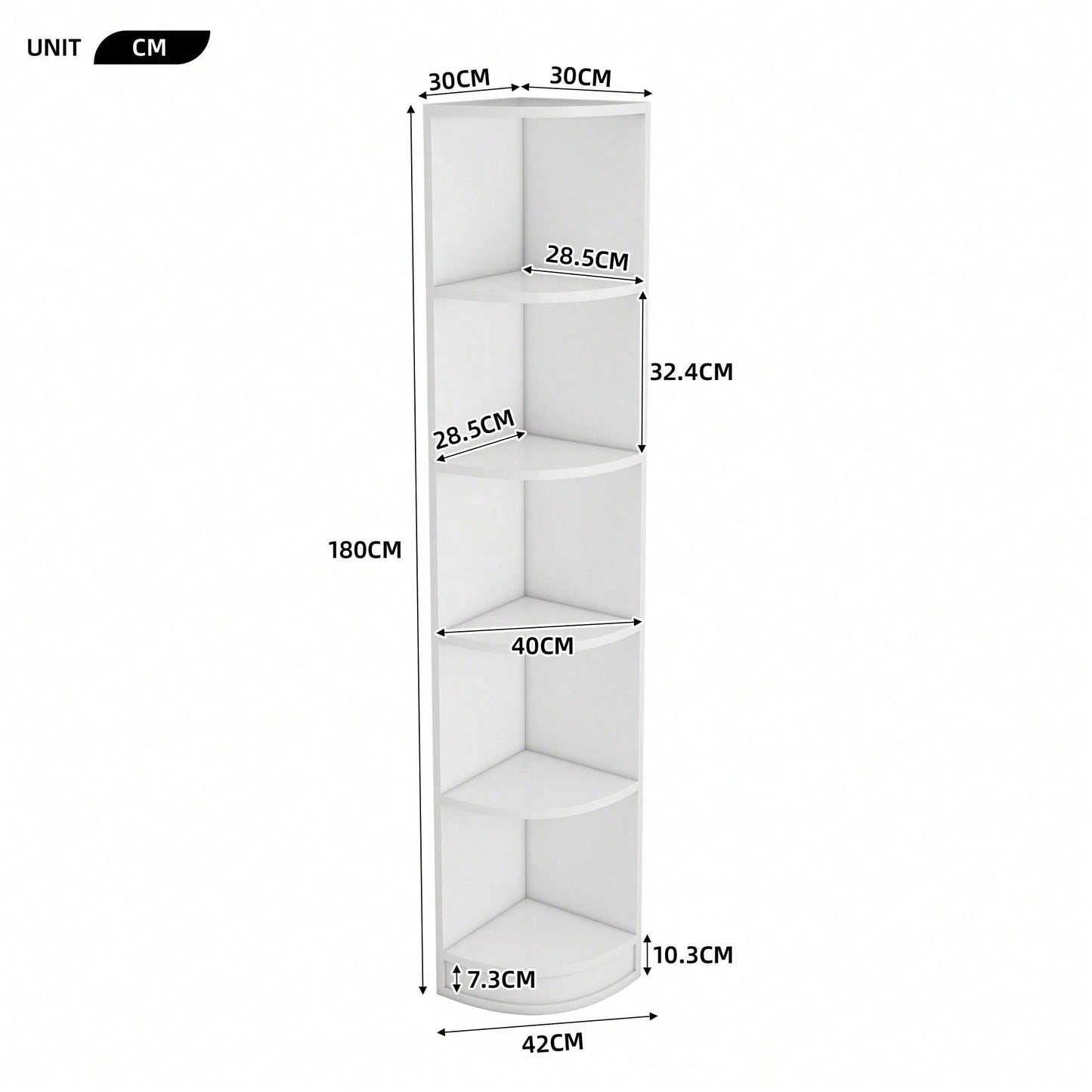 Modernes Eckbücherregal in Weiß - 5-lagiges MDF-Regal mit starker Tragfähigkeit - Platzsparendes Lagerregal in einfacher, funktionaler Form - Stilvolle Aufbewahrungslösung für Bücher & Deko