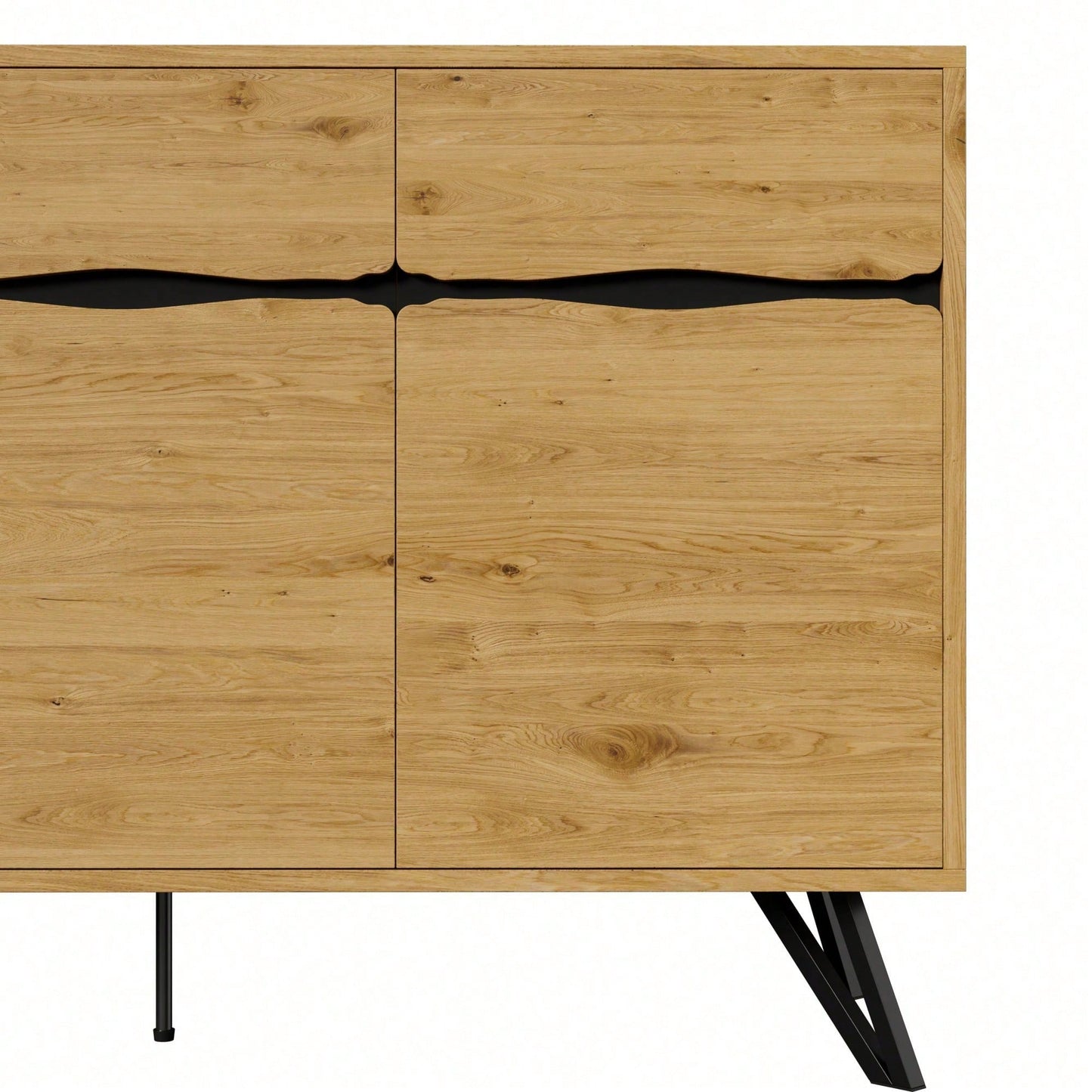 Modernes 3-türiges Sideboard in Holzoptik - Mit Metallbeinen & großzügigem Stauraum - Für Wohnzimmer, Esszimmer & Flur