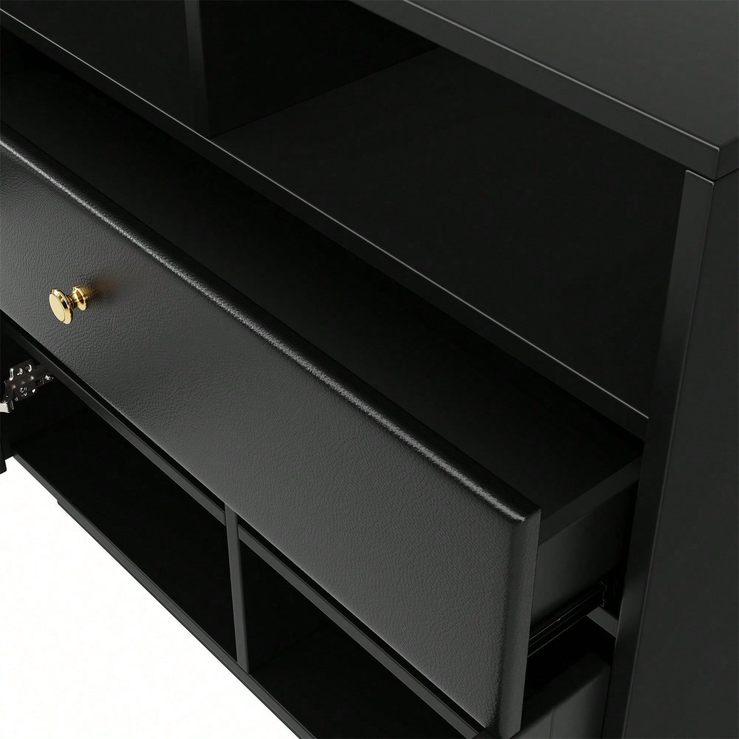 Küchenschrank, Sideboard mit Glastüren, Aufbewahrungsschrank, Buffetschrank für Küche, Esszimmer und Wohnzimmer, Modernes schwarzes Sideboard, 100*40*90.5cm