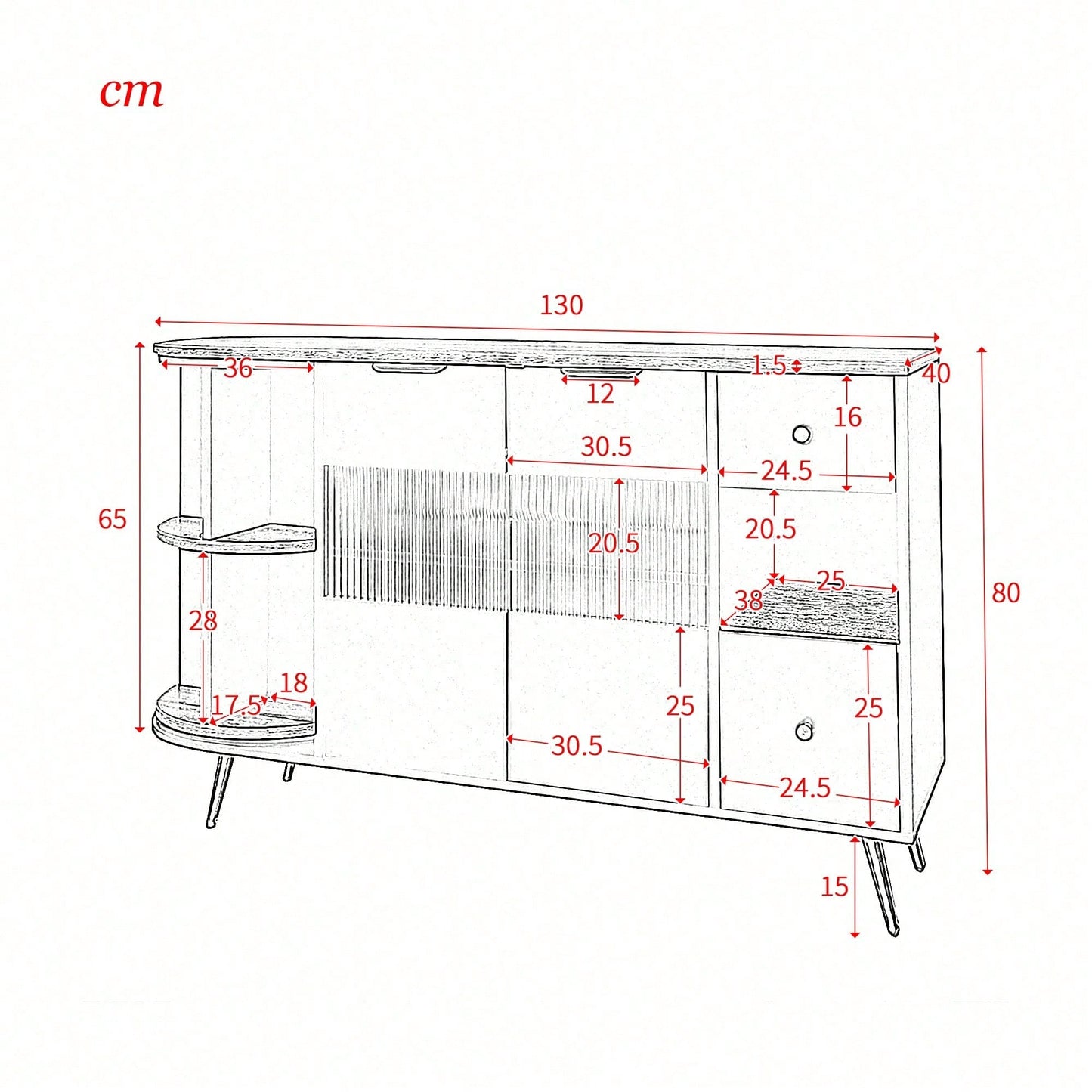 Sideboard Esszimmer Wohnzimmer Aufbewahrungsschränke mit Glasschiebetüren und LED-Leuchten Holzanrichte Freistehende Schränke Buffetschränke Küchenmöbel Schwarz