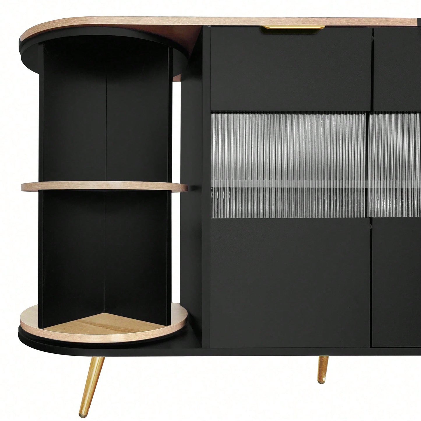 Sideboard Esszimmer Wohnzimmer Aufbewahrungsschränke mit Glasschiebetüren und LED-Leuchten Holzanrichte Freistehende Schränke Buffetschränke Küchenmöbel Schwarz