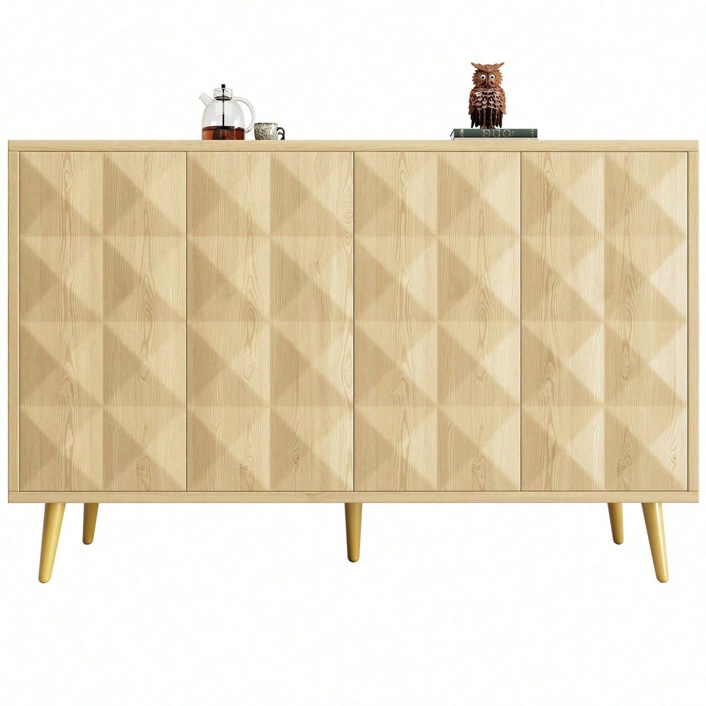Schrank (120*35*78cm), Esszimmer- und Wohnzimmerschrank, Seitenschrank mit Stauraum, kippsicher, mit geprägter Tür, mit verstellbarem Brett, originale Holzfarbe