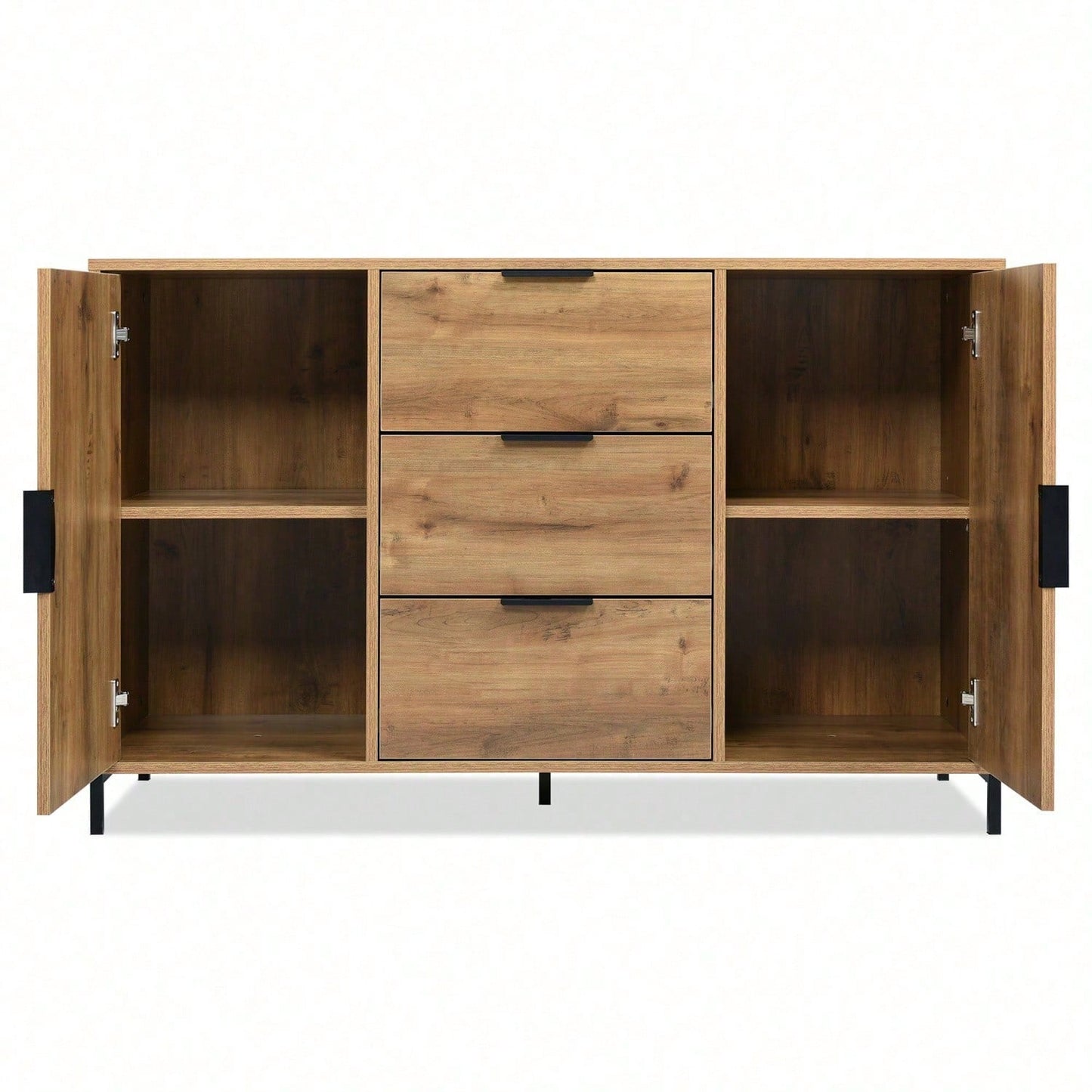 Kommode mit 2 Türen und 3 Schubladen, 120 x 40 x 76 cm in Dunkle Eiche, Verstellbare Ablage, Sideboard Highboard für Schlafzimmer & alle Wohnräume