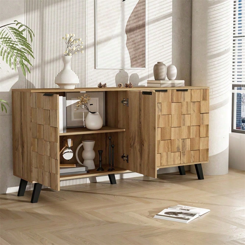 Moderner Sideboard mit 4 Türen, 160,5 x 35,5 x 78 cm – Praktisches Design für Wohnzimmer, Schlafzimmer und Esszimmer
