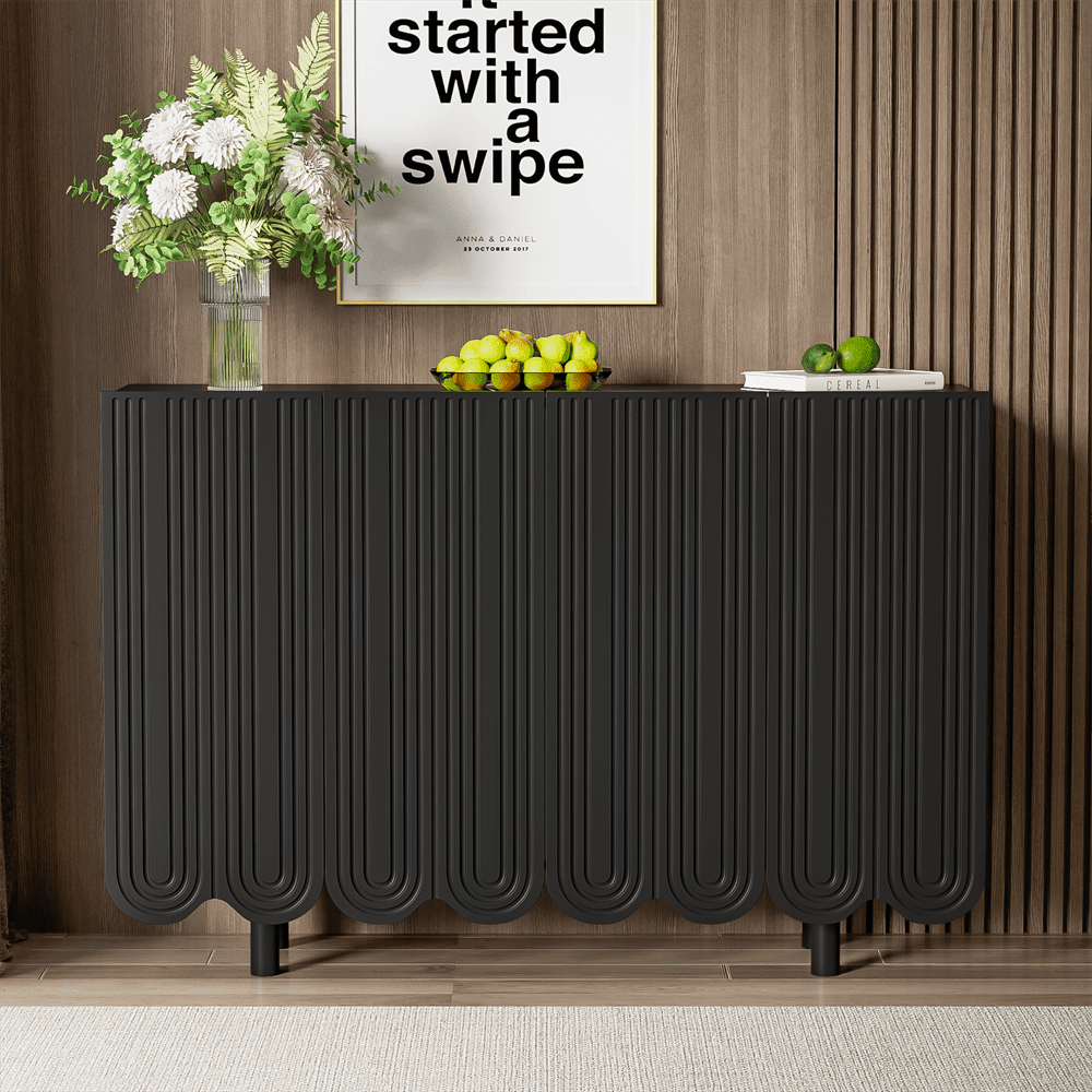 Sideboard, tropfenförmiges Sideboard mit geformten Türen und Pufferscharnier