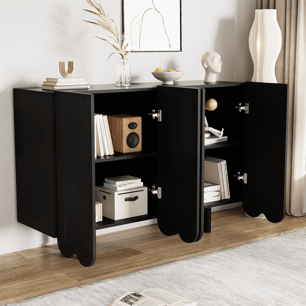 Sideboard, tropfenförmiges Sideboard mit geformten Türen und Pufferscharnier
