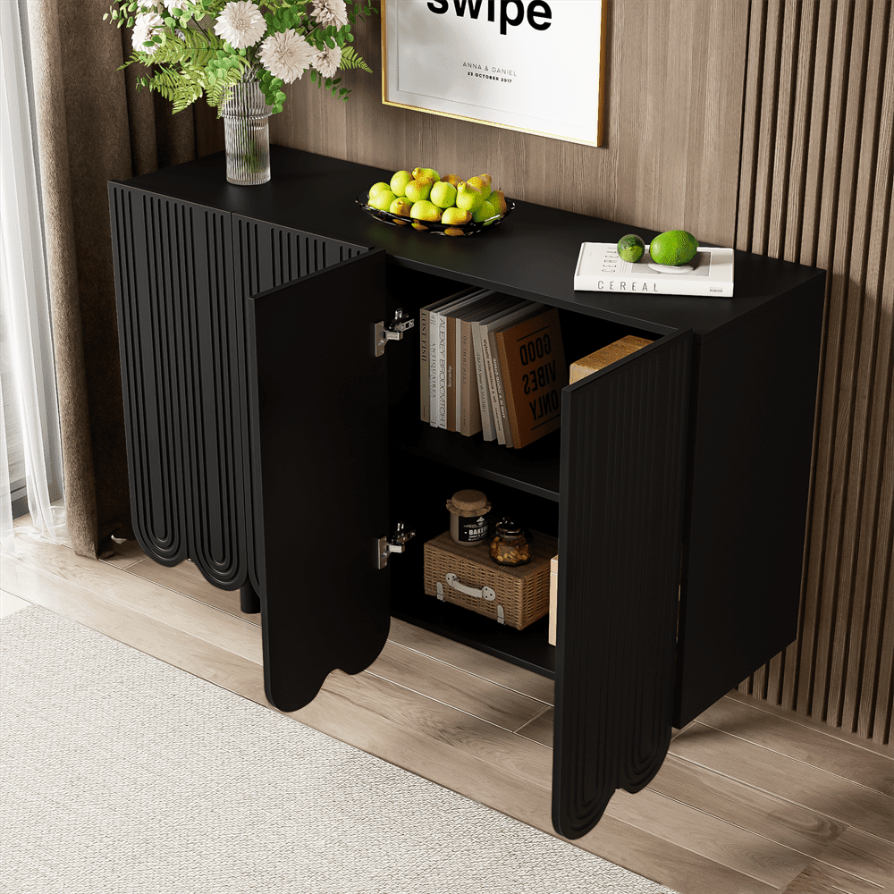 Sideboard, tropfenförmiges Sideboard mit geformten Türen und Pufferscharnier