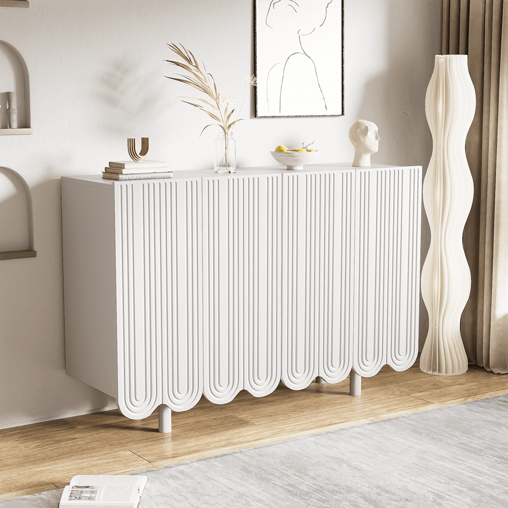 Sideboard, tropfenförmiges Sideboard mit geformten Türen und Pufferscharnier