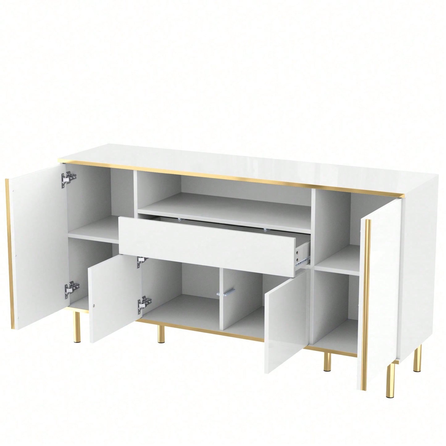 Sideboard, hochglänzende schwarze Kommode mit 1 Schublade, Kommode, Schlafzimmerkommode, hochglänzendes schwarzes Sideboard – B150/T40/H80cm
