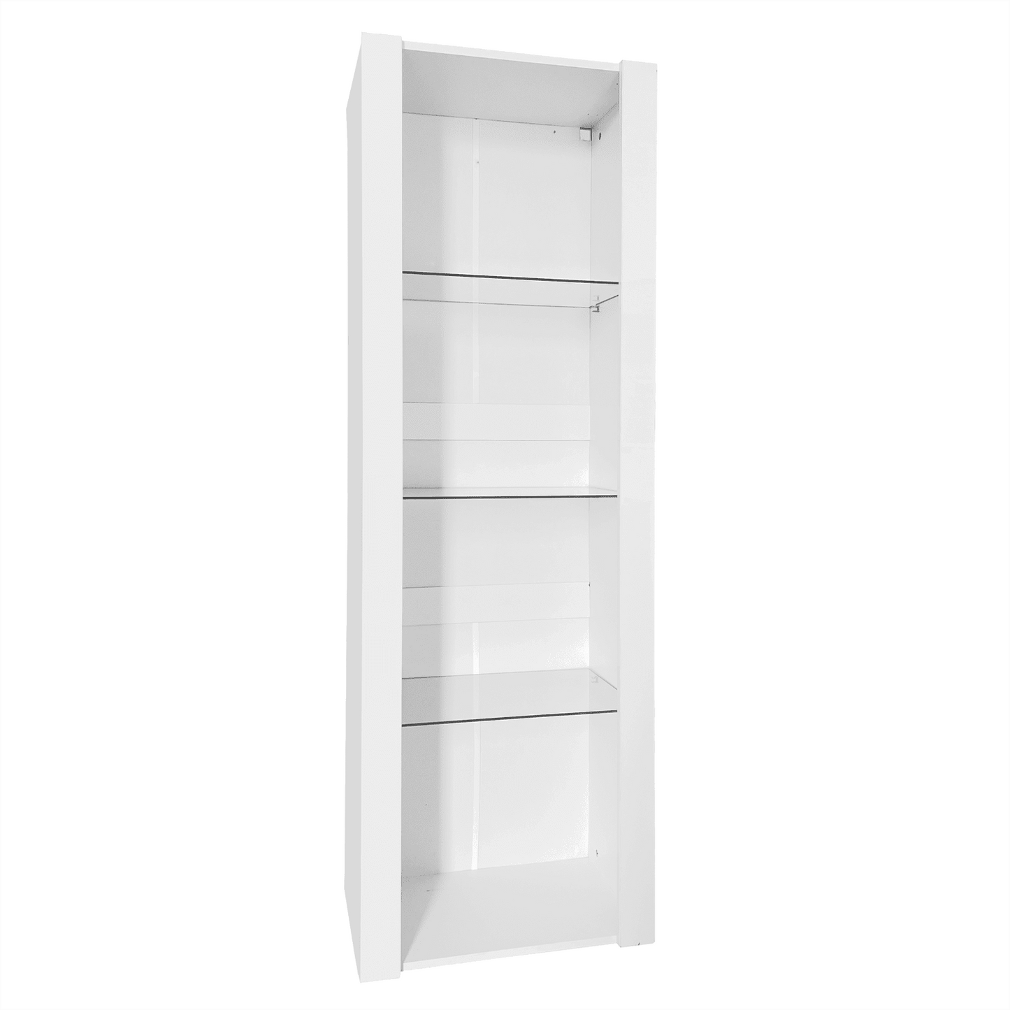 Weiße Hochglanz-Vitrine mit LED-Beleuchtung, 3 Glasböden, 55*38*166 cm, Vitrinen, Standvitrinen, Hochschränke, Lagerschränke