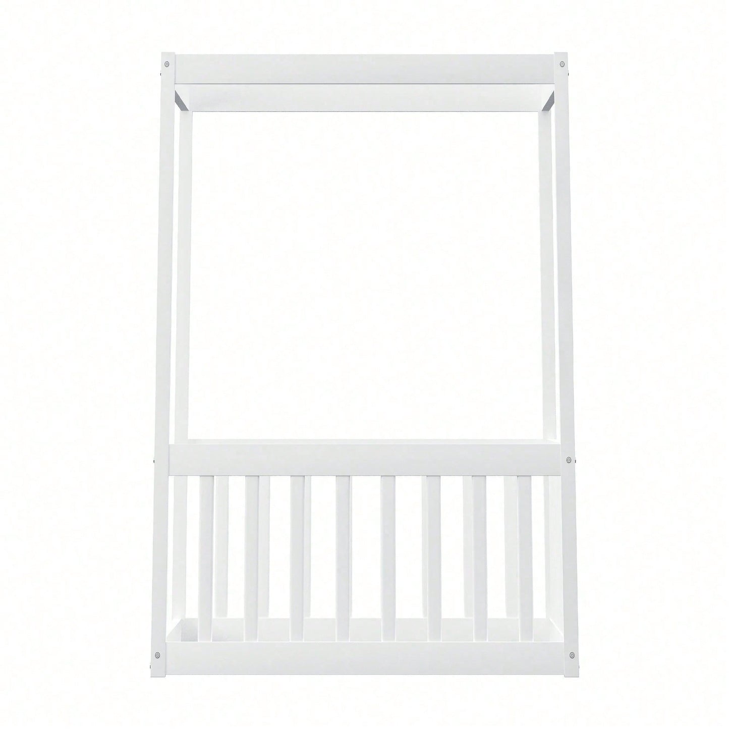 Kinder-Standbett 90 x 200 cm, Himmelbett Massivholz Bettgestell für Kinder Jugendliche Weiß