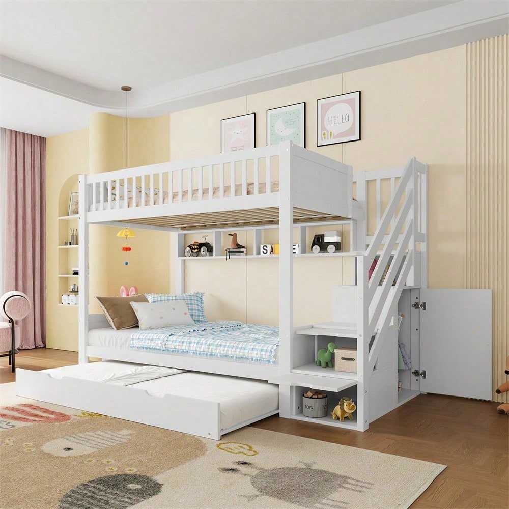 Kinder-Etagenbett mit Extra-Bett (90x200) - inkl. Schrank, Regal & Stauraum - weiß" SEO-optimierte Versionen (für bessere Sichtbarkeit)