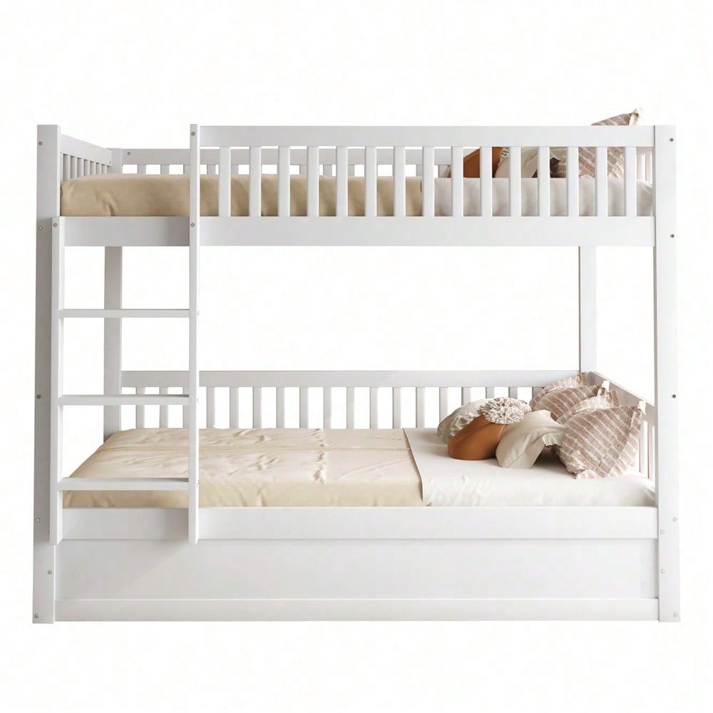Kinder-Etagenbett 90 * 200 Massivholz Hydraulisches Lagersystem, Robustes und langlebiges Lagerbett für Kinder Weiß