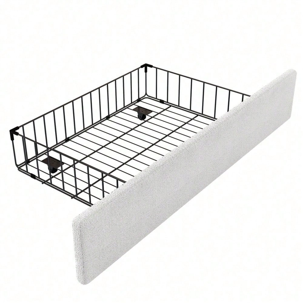 90*200cm Flaches Bett, gepolstert, Schafwolle resistent, Cartoon Kaninchenform, zwei Schubladen, rosa