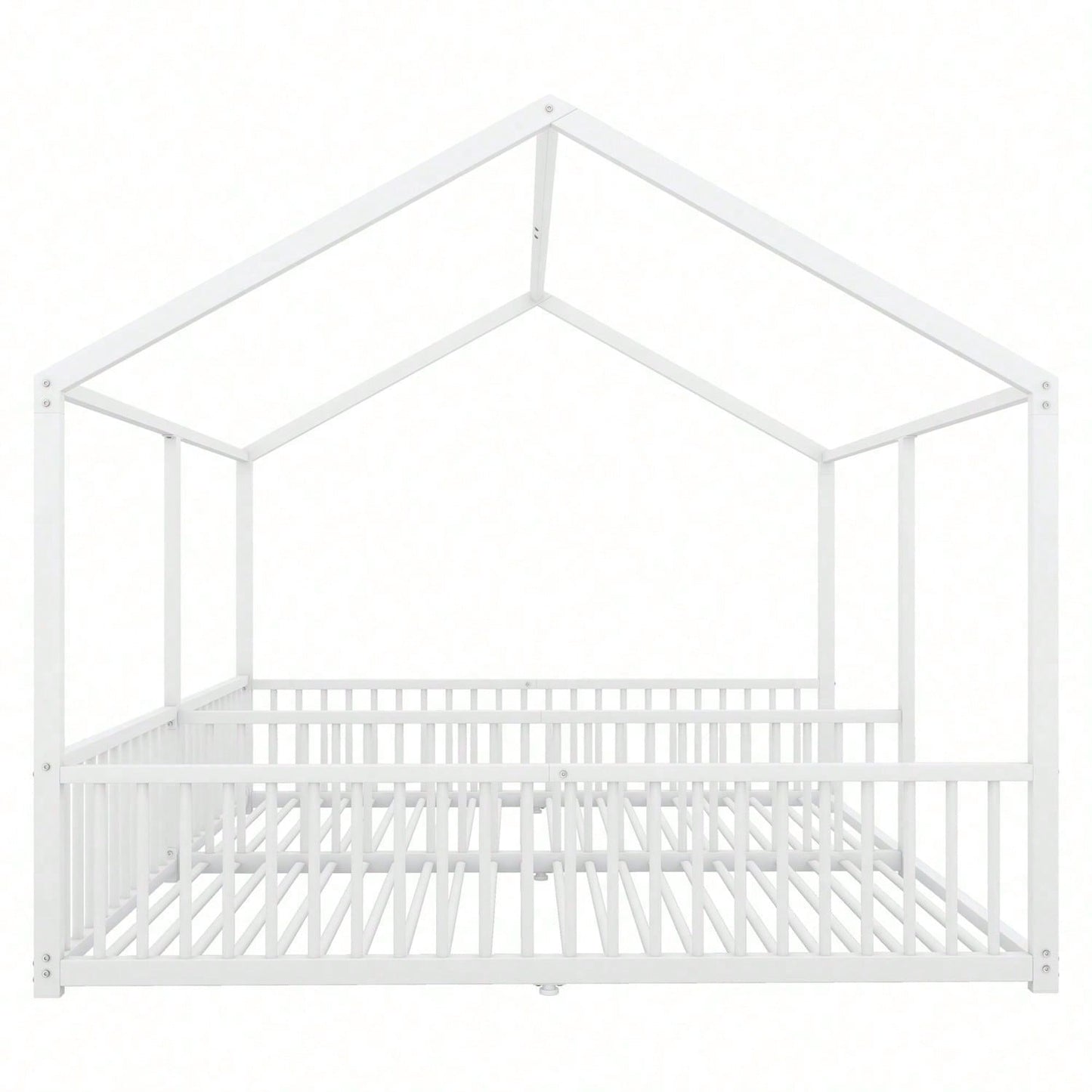 Metallbett, Kinderbett, 90*200cm , Ohne Matratze, Geländer, Leiter, Hausmodellierung, Doppelbett Design, Doppelbett, Eisenrahmen, Schwarz
