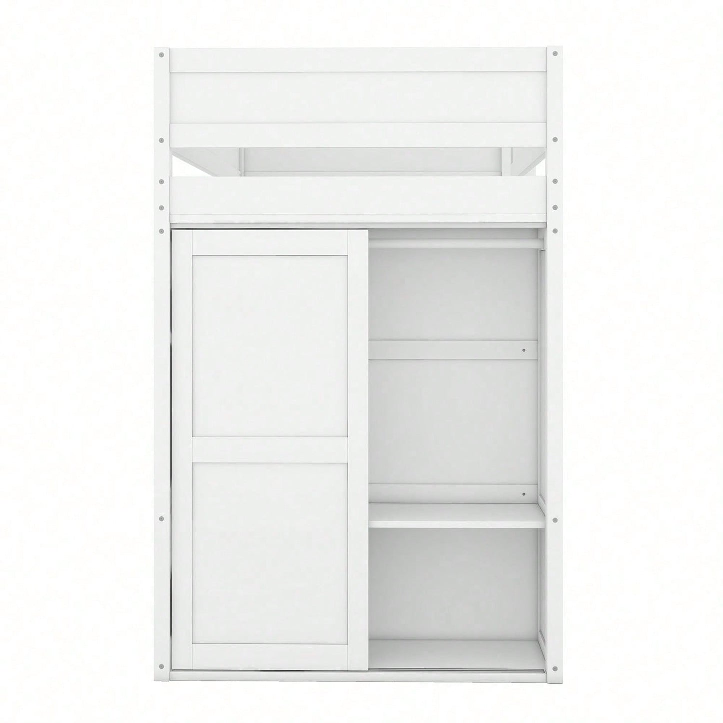 90*200cm Hochbett, vielseitiges Kinderbett, ausgestattet mit Kleiderschrank, Schreibtisch und Schubladen, weiß