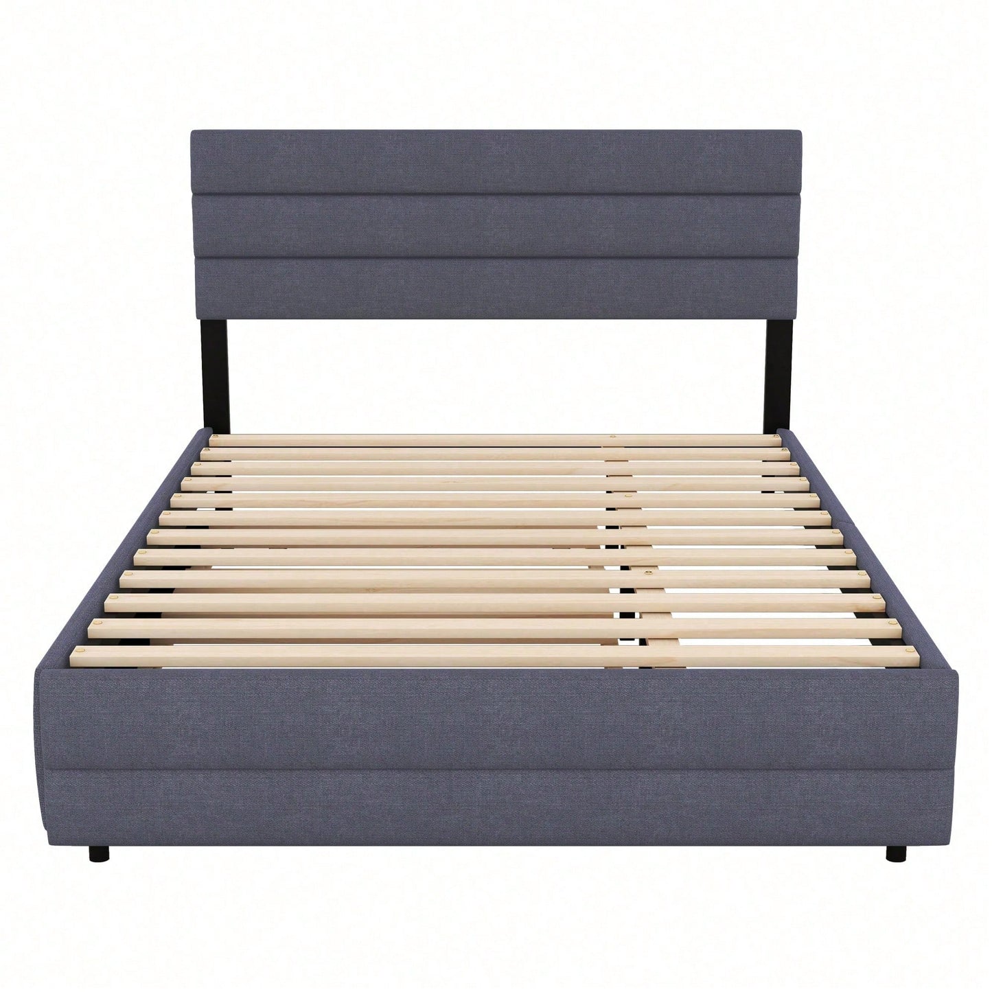 140 x 200 Plattformbett mit Räummaschine für zwei Personen und zwei Schubladen, Grau