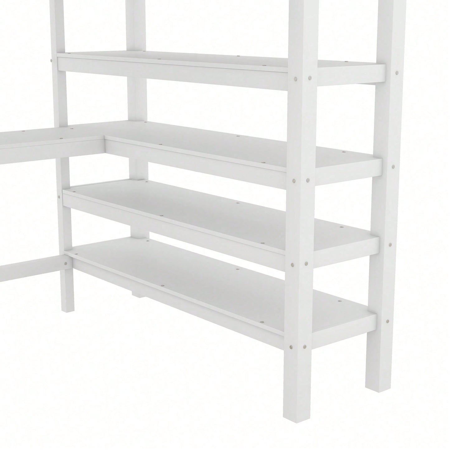 Hochbett, 140 x 200 ,Kinderhochbett mit Ablagefächern und Unterbettschreibtisch,Ohne Matratze, Grau